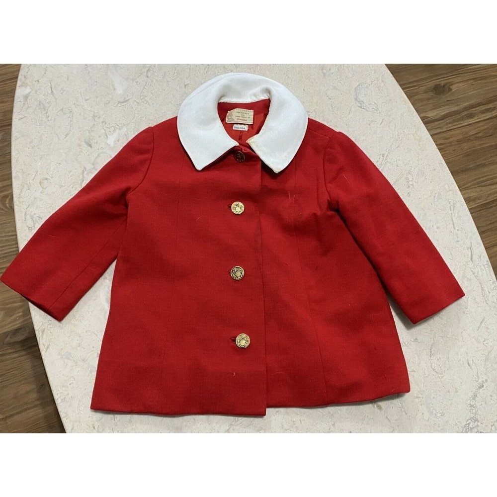 Vintage Toddler Baby Girl red coat formal wear